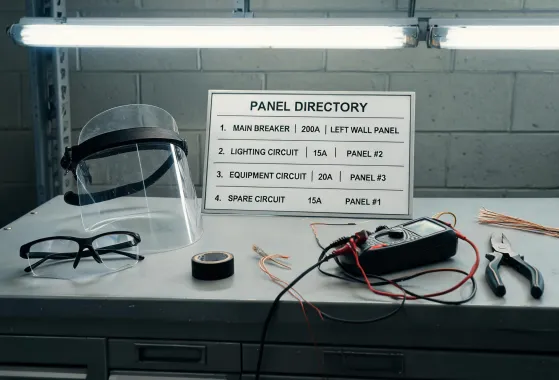 Safety glasses near panel work