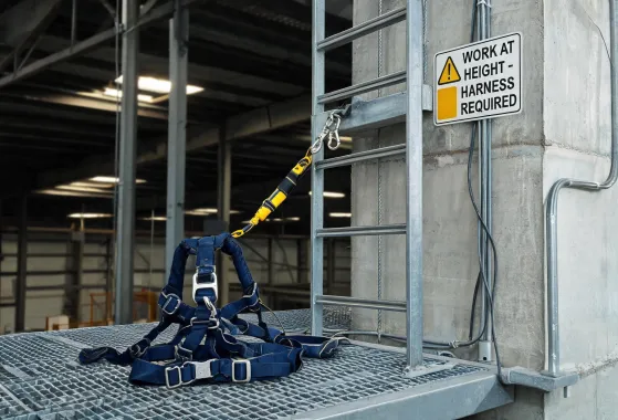 Fall protection near cable ladder