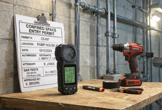 Gas detector near confined space