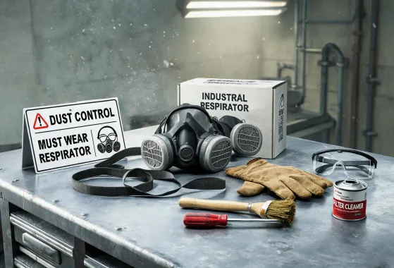 Respirator kit near dust task