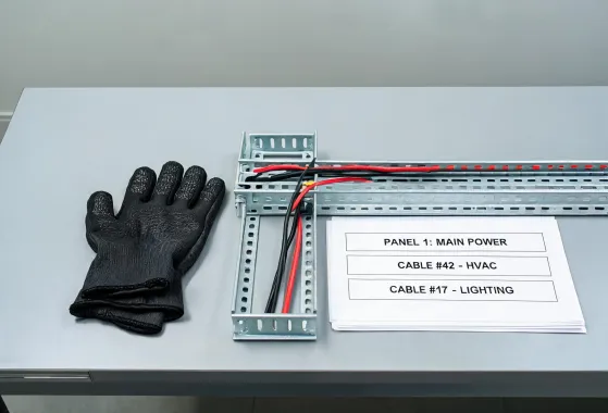 Cut resistant gloves with cable tray